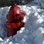 A fire hydrant covered in snow