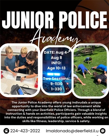 Photos of kids participating in the Junior Police Academy