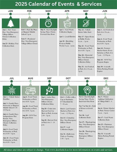2025 Special Events and Services Calendar