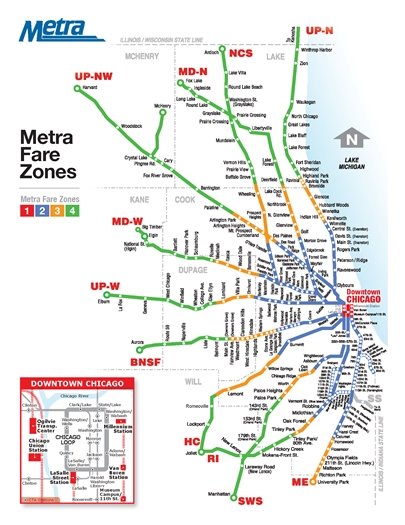 Metra Zone Map