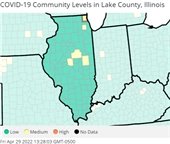 Map of Illinois Showing Lake County in Yellow Medium Zone