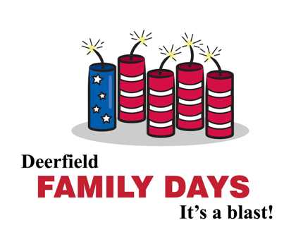 Deerfield Family Days Logo with fire crackers and text 