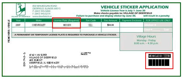 vehicle sticker sample application